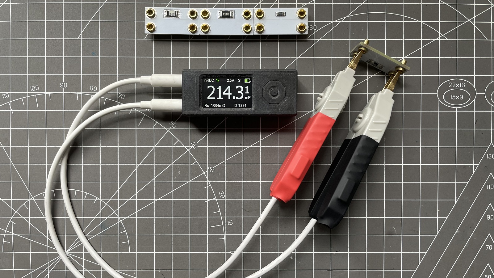nRLC-Split音频线开尔文测试夹：测量1mΩ电阻